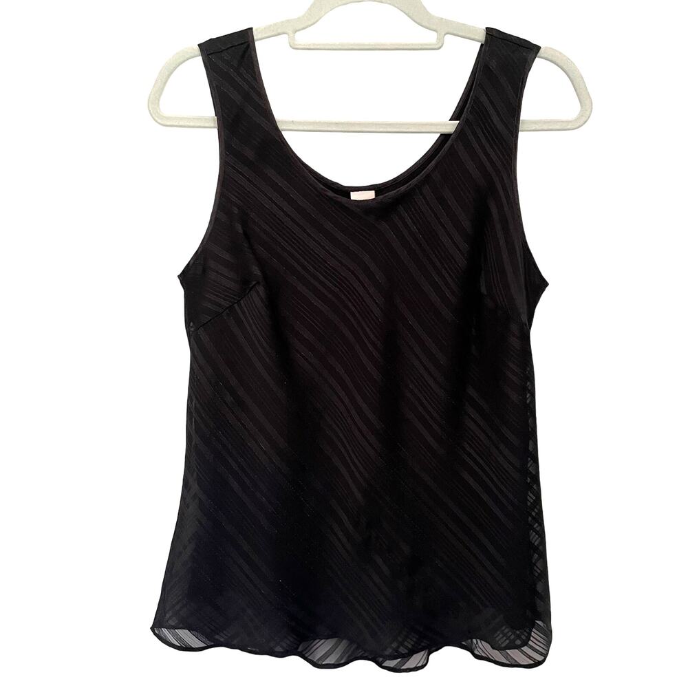 Vtg Chiffon Shimmer Sheer Tank Top Sz S Whimsigoth Dark Fairy Flowy Black 80s